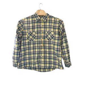 Carhartt Mens Yellow Blue Plaid Long Sleeve Cotton Pocket Button Down Shirt 2XL